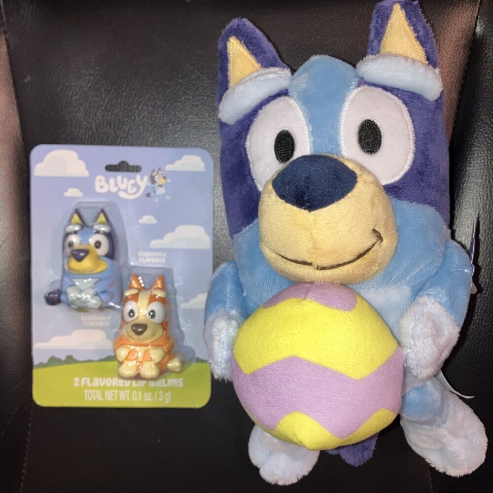 Bluey Plush Toy & Bluey Flavored Lip Balm Set. New